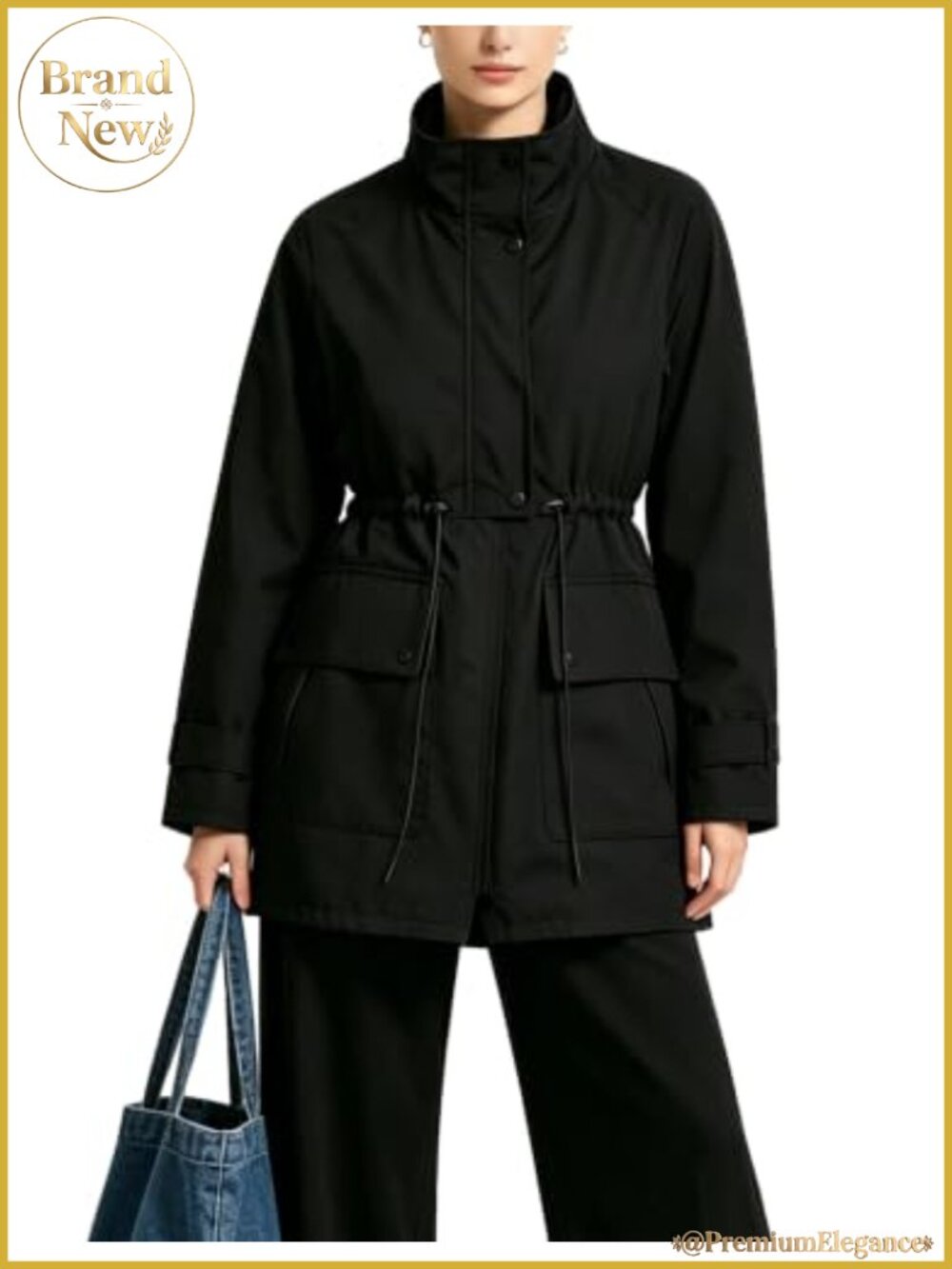 Women's Waterproof Long Raincoat Hooded Lightweight Windbreaker Trench Jacket